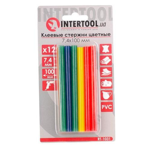 Комплект клейових стрижнів Intertool кольорових 7.4мм X 100мм 12шт RT-1031 фото №5
