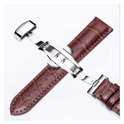 Ремінець LifeFLUX для годинника Uthai з натуральної шкіри зі сріблястою застібкою 20 мм коричневий 18 мм фото №1
