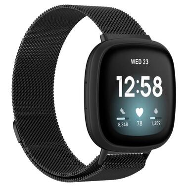 Міланський сітчастий ремінець Primolux для годинника Fitbit Versa 4 / Fitbit Sense 2 - Black фото №1