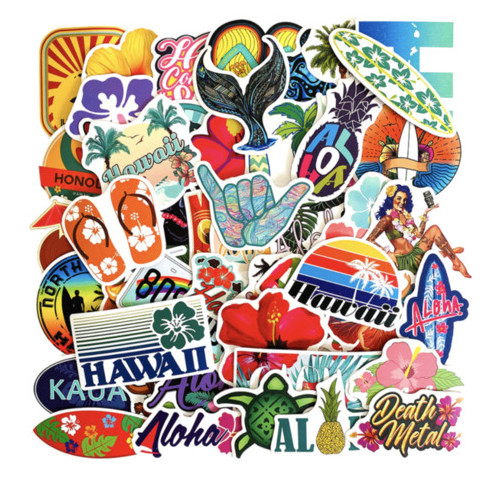 Набір вінілових наклейок LifeFLUX Гавайський вайб на телефон авто 50 шт (1620-2019) фото №3