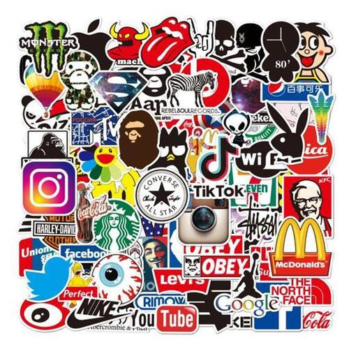 Набір вінілових наклейок LifeFLUX Популярні бренди на ноутбук телефон авто 100 шт (1618-2019) фото №1