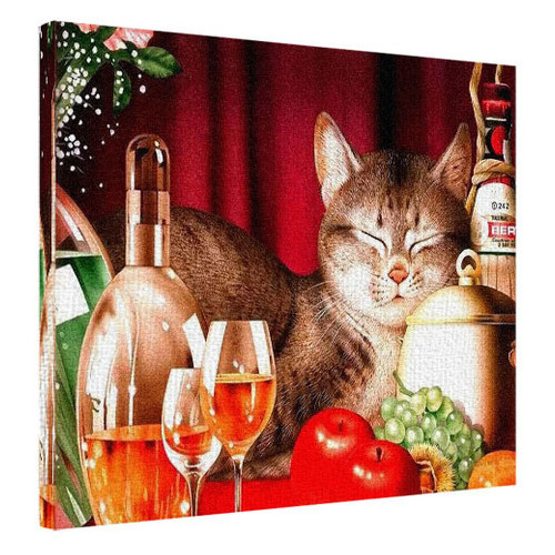 Картина на тканині 40х50 см Кішка та натюрморт H4050_ZVR003 фото №1