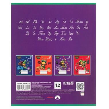 Тетрадь Kite Ninjia Turtles, 12 листов, косая линия (NT26-235) фото №5