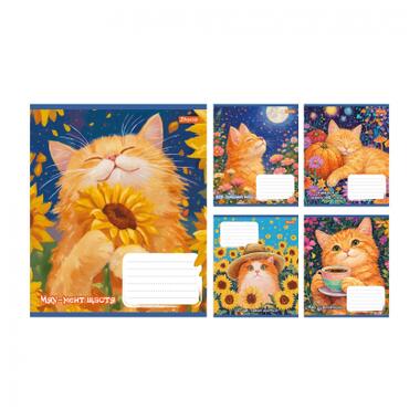 Тетрадь 1 Вересня Sunny cat А5 12 листов косая линия (768770) фото №1