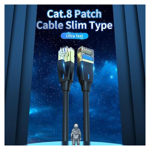 Патч-корд CAT 8 SFTP Ethernet Slim Type 3 m Black (IKIBI) фото №2