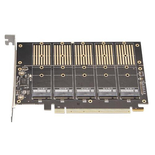 Контролер Frime WCH382L (ECF-PCIEtoSSD010) PCI-E-5xM.2 (B Key) фото №1