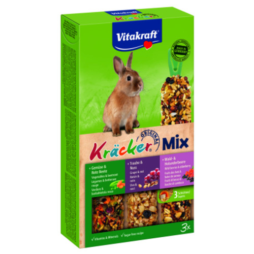 Ласощі для гризунів Vitakraft Kracker Trio-Mix для кроликів 3 шт (4008239252272) фото №1