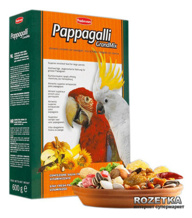 Повсякденний корм Padovan GrandMix Pappagalli для великих папуг 600 г (PP00186) фото №1