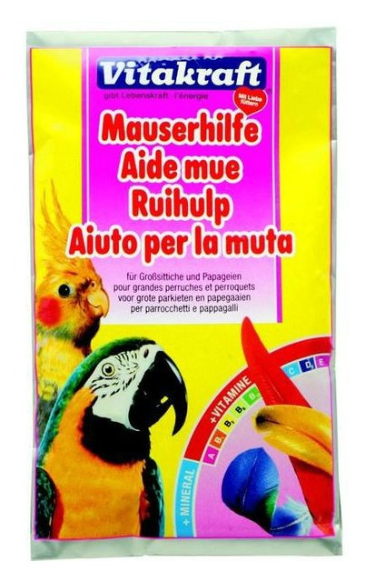Витаминная добавка Vitakraft Mauserhilfe для больших и средних попугаев в период линьки 20 г фото №1