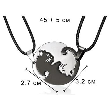 Парна підвіска Primo для двох з кулоном Коти Інь-Янь - Silver / Black фото №6