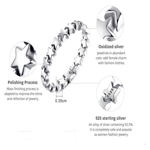 Кольцо серебряное женское Wostu Звездный шлейф размер 17.3 Стерлинговое серебро 925 фото №7