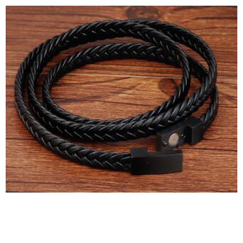 Чоловічий шкіряний браслет Primo Long Rope із магнітною застібкою Black фото №5