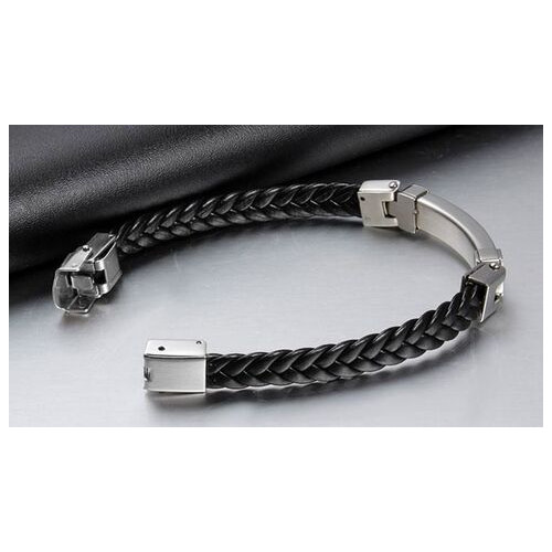 Чоловічий шкіряний браслет Primo Steel Rope - Black фото №5