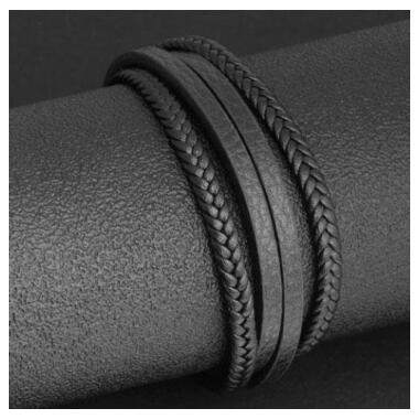 Чоловічий шкіряний браслет Primo Rope 20.5 з магнітною застібкою - Silver фото №6