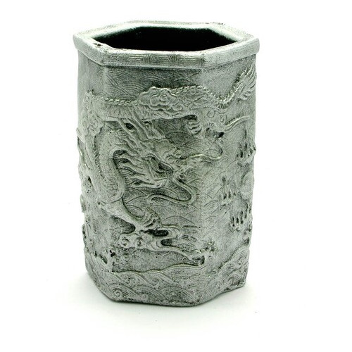 Подставка для ручек Даршан Драконы серебро 11х7х8 см (27107) фото №3