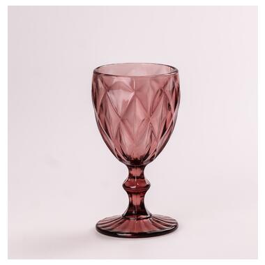 Келих для вина фігурний гранований з товстого скла набір 6 шт Рожевий (HP034P) фото №1