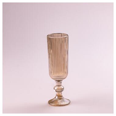 Келих для шампанського фігурний прозорий ребристий з товстого скла набір 6 шт Tea Color (HP7116TC) фото №1