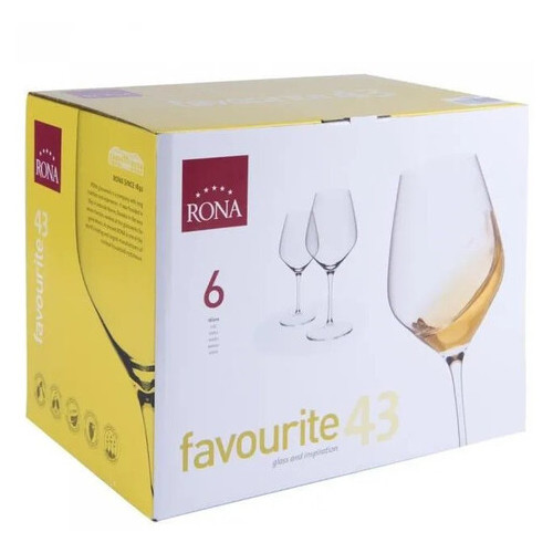 Набір келихів для вина Rona Favourite 7361-0-430 430 мл 6 шт фото №2