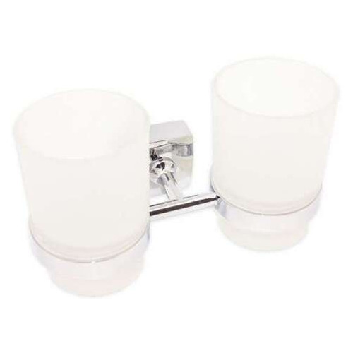 Склянка для зубних щіток подвійна пластикова на сталевому кріпленні (a8804) фото №1