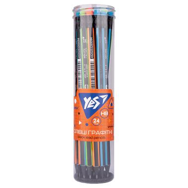 Олівець чорнографітний YES Neon Stripes трикутний з гумкою (280594) фото №2
