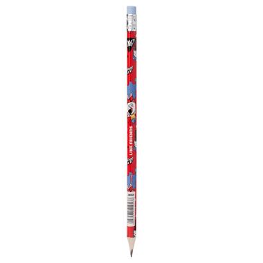 Олівець чорнографітний YES Line Friends трикутний з гумкою (280626) фото №1