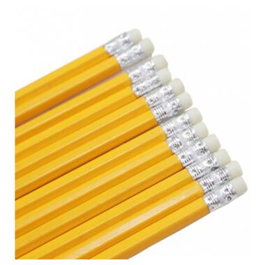 Олівець графітний H-Tone НВ з гумкою жовтий уп. 12 шт (PENCIL-HT-JJ30105B) фото №2