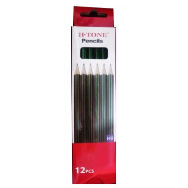 Олівець графітний H-Tone НВ з гумкою чорний із зеленим уп. 12 шт (PENCIL-HT-JJ30128) фото №2