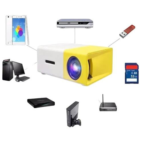 Портативний міні проектор з динаміком та USB Sony YG-300 Protech LED Projector Full HD Біло-Жовтий (YG-300_1442) фото №8