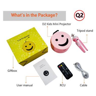 Дитячий портативний проектор Epik Q2 Mini + тріпод Pink фото №8