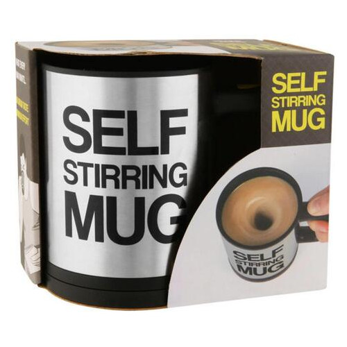 Чашка мішалка Self Stirring Mug метал Чорна фото №4