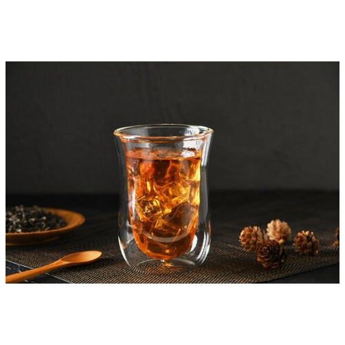 Склянка з подвійними стінками для латте, кави та чаю фігурна 200 мл Н-114 фото №1