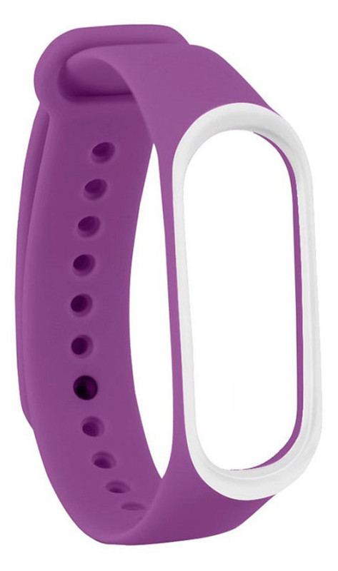 Ремешок UWatch Double Color Replacement Silicone Band For Xiaomi Mi Band 3/4 Purple/White Line #I/S фото №1