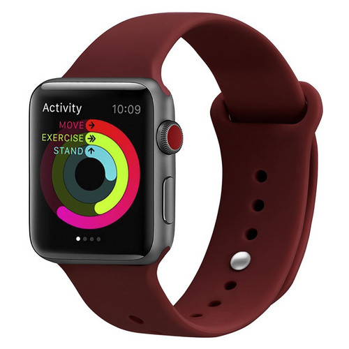 Ремешок UWatch Silicone Strap for Apple Watch 42/44 mm Wine Red #I/S фото №1