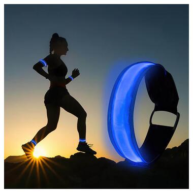 Світлодіодний LED браслет на руку для бігу спорту Blue фото №3