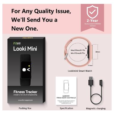 Фітнес-браслет FITVII Looki-mini Pink фото №2