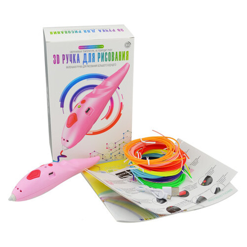 3D ручка WM-9902 + трафареты и пластик Pink (14599) фото №1