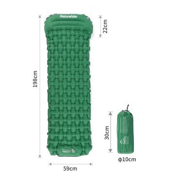 Килимок надувний з подушкою з помпою для надування Naturehike зелений CNK2300DZ0001 (6976023929540 ) фото №7