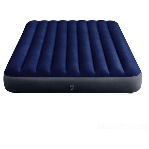 Надувний двомісний матрац Intex 64759-3 152 х 203 х 25 см з насосом, наматрацником, подушками Синій фото №6