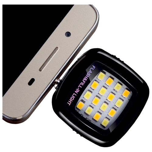 Selfie спалах Lesko 16LED 3.5 Black мм три режими яскравості mini Jack micro USB для смартфонів додаток iblazr фото №3