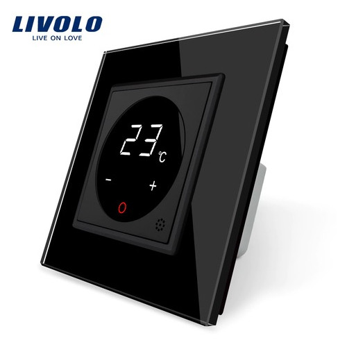 Терморегулятор сенсорний Livolo для водяних систем опалення підлоги колір чорний (VL-C701TM-12) фото №1