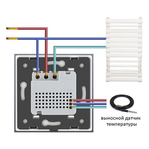 Сенсорний вимикач з терморегулятором Livolo з датчиком температури підлоги колір білий (VL-C702-C701TM2-11) фото №2