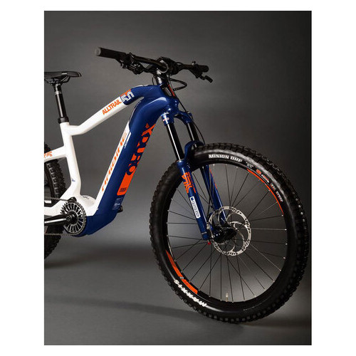 Електровелосипед Haibike Xduro AllTrail 5.0 Carbon Flyon i630Wh синьо-біло-помаранчевий фото №2