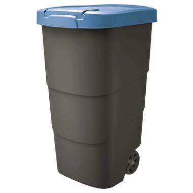 Бак для сміття Prosperplast WHEELER синя кришка 110 л чорний (5905197462905) фото №1