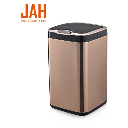 Сенсорное мусорное ведро JAH 13 л квадратное розовое золото с внутренним ведром фото №4