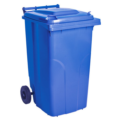 Бак для сміття на колесах з ручкою 240 літрів синій Альона 3073 фото №1