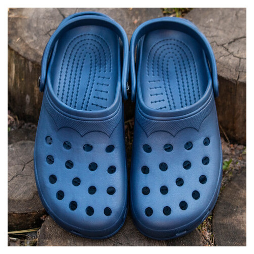 Мужские тапочки в стиле CROCS темно-синие кроксы шлепки фото №2
