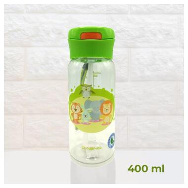 Пляшка для води Casno 400 мл KXN-1195 Зелена Малята-звірята з соломинкою (KXN-1195_Animals) фото №2