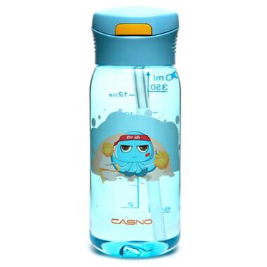 Пляшка для води Casno 400 мл KXN-1195 Синя восьминіг з соломинкою (KXN-1195_Blue) фото №1