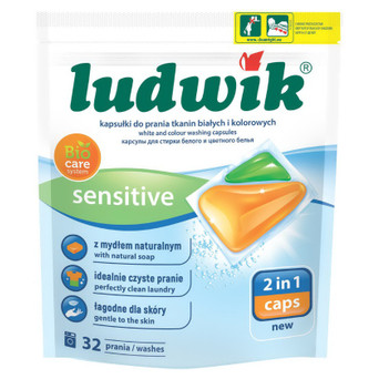 Капсули для прання Ludwik Sensitive 2 в 1 для білих та кольорових речей 32 шт. (5900498025910) фото №1