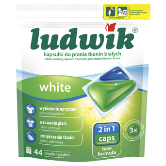 Капсули для прання Ludwik White 2 в 1 для білих речей 44 шт. (5900498025774) фото №1